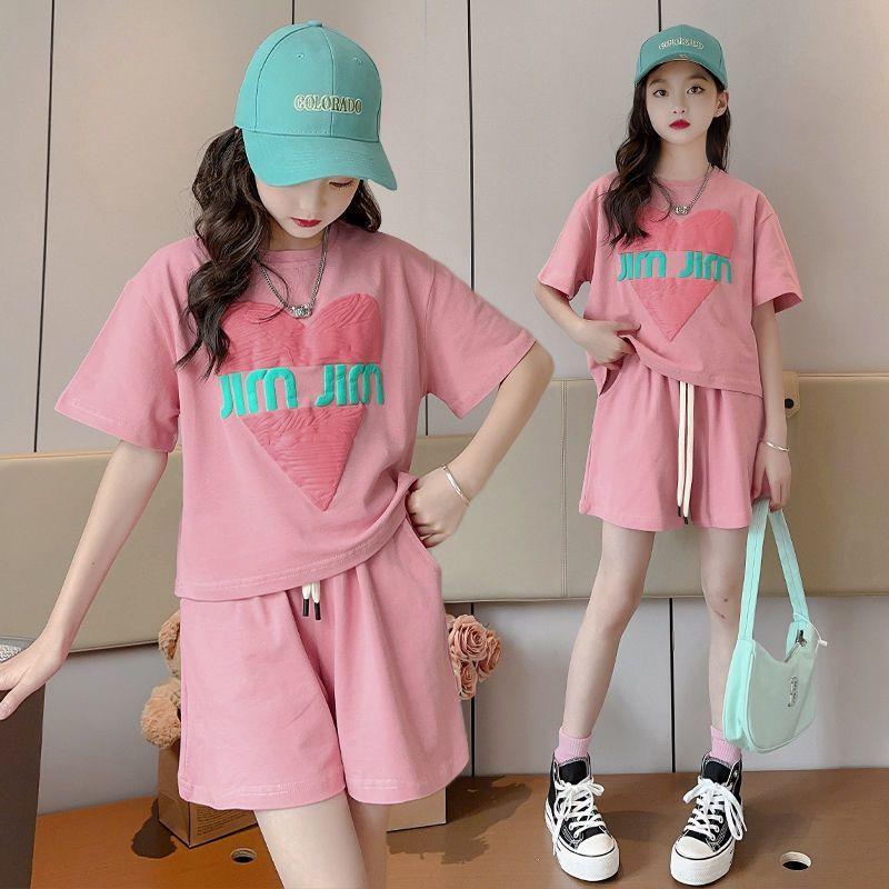 Girls' Summer Short Sleeved Sports Suit Summer Style Fashionable and Stylish Children's Summer Two-piece Set