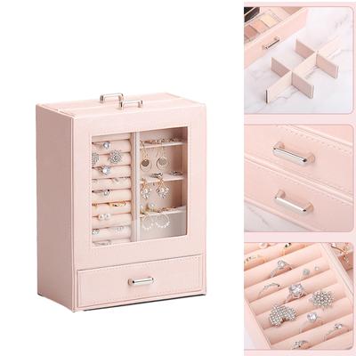 Jewelry Box Leather for Girl Women Storage Case Jewelry Holder Accessories for Necklace Earrings Jewelry Display Holder