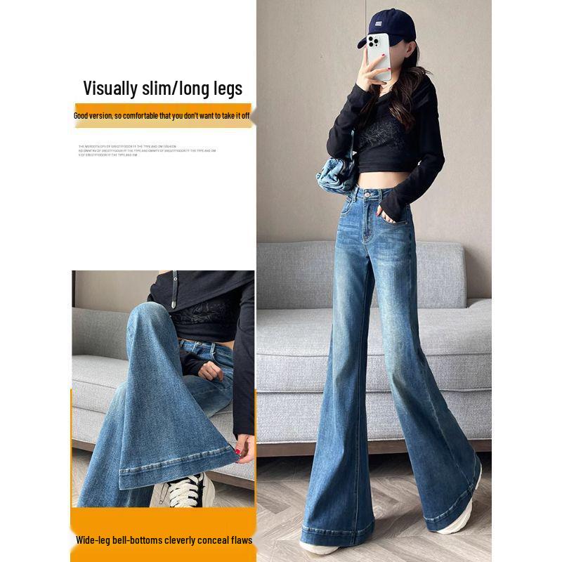 Women's 2025 Autumn Wide-Leg Bell Bottom Jeans for Pear-Shaped Figures