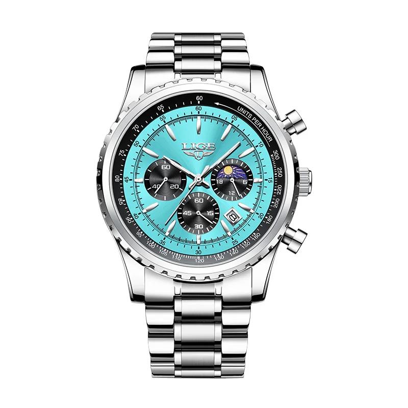 LIGE Luxury Men Watches Quartz Man Watches Waterproof Luminous Watch for Men Date Chronograph Sport Wristwatch Orologio Uomo