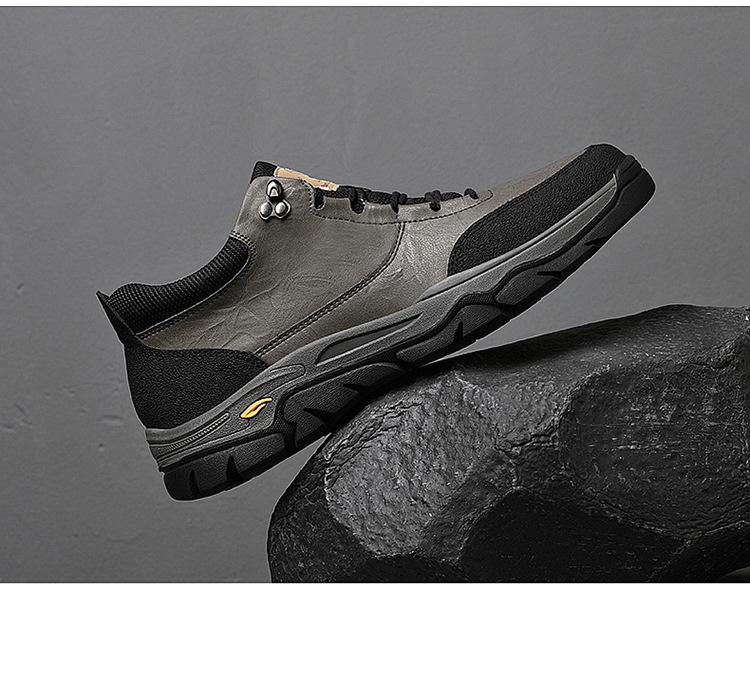 Men's Genuine Leather Large Size Outdoor Work Shoes, Non-Slip Wear-Resistant Thick Sole with Velvet Lining (Sizes 46-50).