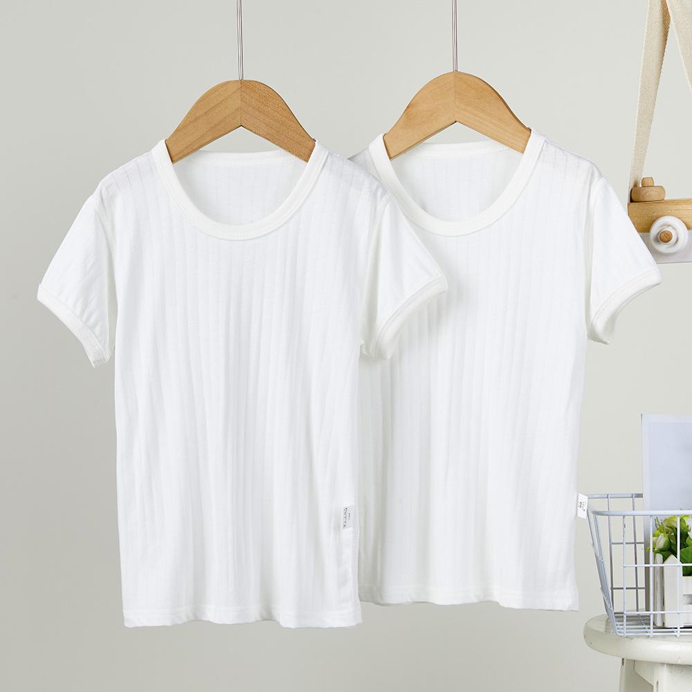 Summer Breathable Kids' Short-Sleeve T-Shirt 2-Pack - Solid Colors for Boys & Girls