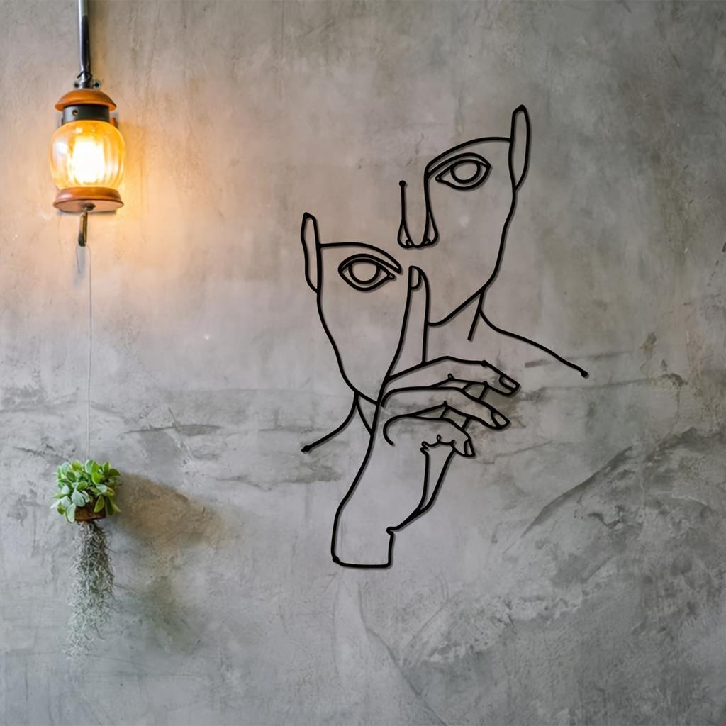 1pc Abstract Face Line Art Wire Wall Decor Metal Minimalist Home Bedroom Gift Halloween Christmas New Year
