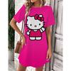 Mini Sukienka Elegancka Sukienka Damska Hello Kitty Okrągły Dekolt Krótki Rękaw Modna Lato 2025 Moda Seksowna