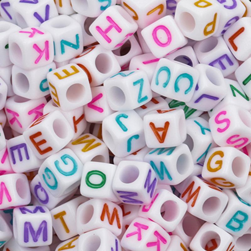 100Pcs Acrylic Flat Letter Beads Alphabet Round Smile Spacer Loose Bead For Diy Jewelry Bracelet Charm Supplies