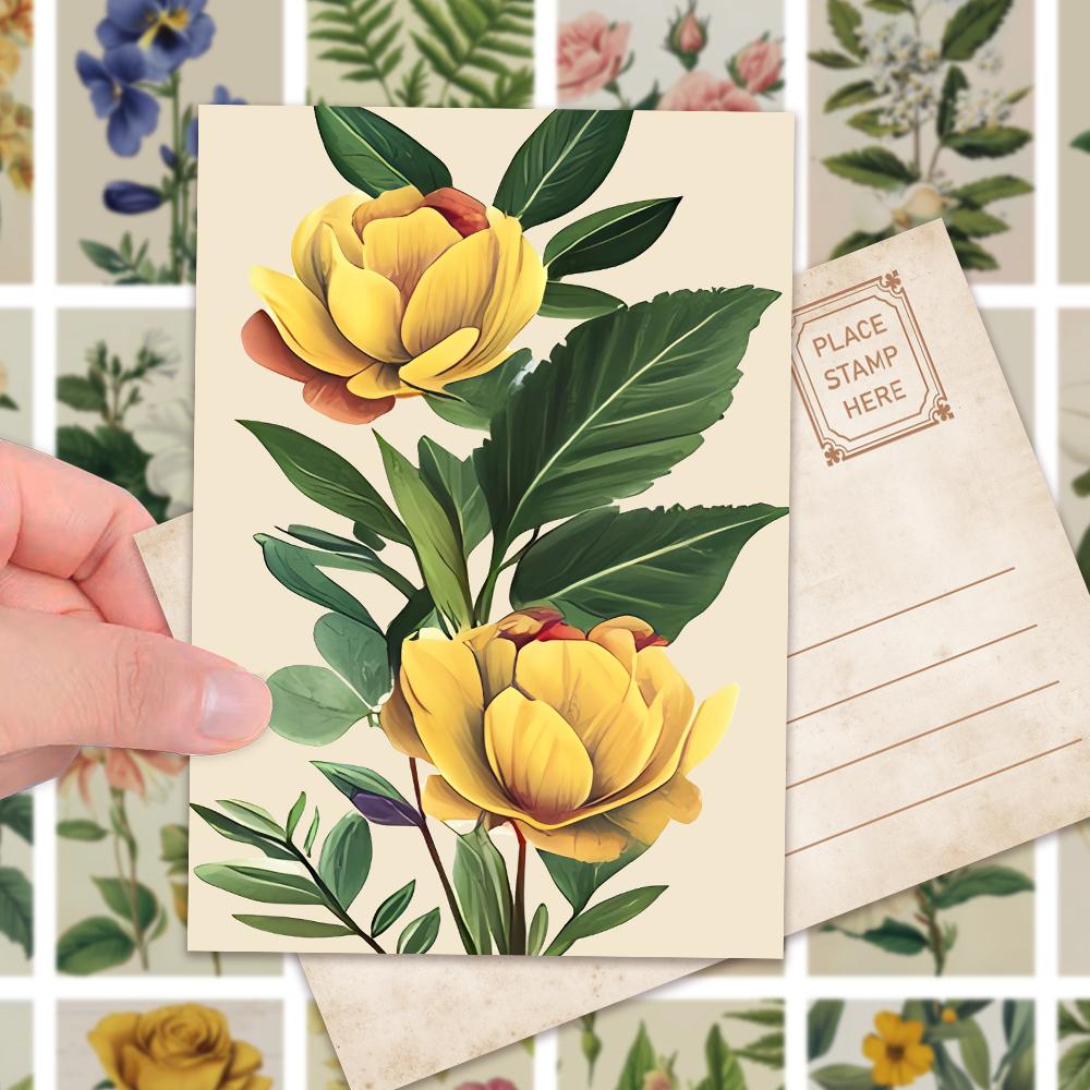 32pcs, Antique Floral and Botanical Postcards, Wall Stickers, Mailing Cards, Greeting Cards, DIY Postcards, Souvenir Postcards,
