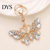 Anti-oxidation Keychain Pendant Sparkling Rhinestones Butterfly Design Key Chain with Lobster Clasp Backpacks Car Bags Decorative Accessory