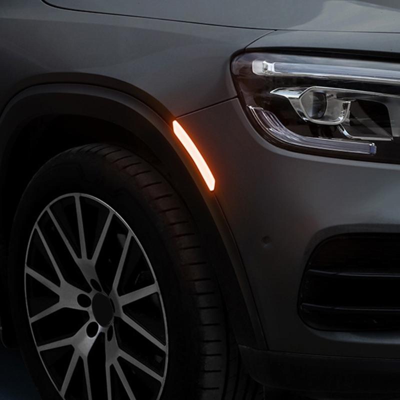 2pcs Auto Reflector Stickers Car Side Marker Sticker Car Accessories Reflective Trim Car Wheel Eyebrow Stickers Decal