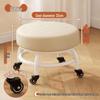 Swivel Caster Low Stool with Wheels - Adjustable Mobile Round Seat for Living Room, Children's Play Area, or Household Use.
