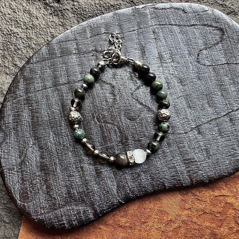 Gaga Pave Strass-Abstandshalter-Armband: Nationaler Stil Color Block, Handgefertigter Schmuck mit Natursteinperlen für Damen und Herren