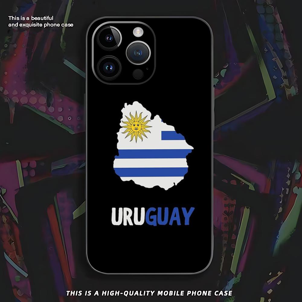 Uruguay flag ins Phone Case For iPhone 16 16e 15 14 13 12 11 XS XR Plus Mini Pro Max Soft black Shockproof Cover