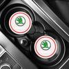 PVC 2 Stück Auto Becheruntersetzer Anti-Rutsch Wasseruntersetzer Styling für Skoda VRS Yeti Kodiaq Rapid Octavia Fabia Superb 2 3 Karoq Scala