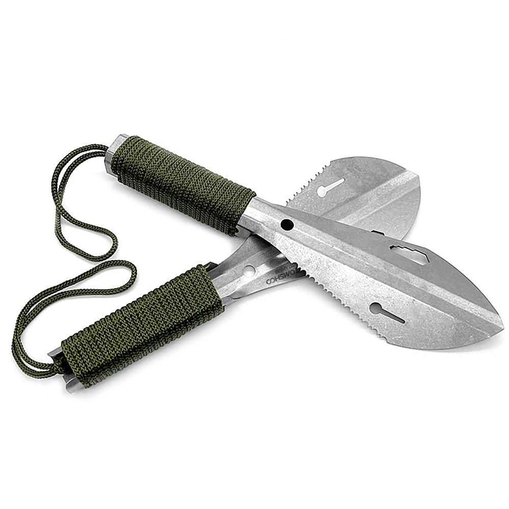 Campingschaufel Ti Mehrzweck-Wanderschaufel mit Überlebensseil Leichtgewichtig tragbar für Camping
