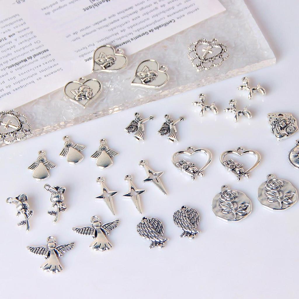 Retro Heart & Flower Pendant Earrings - Handmade Accessories