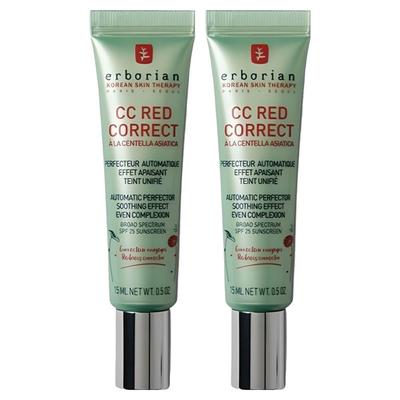 Erborian CC Crème Rouge Correcteur SPF25, 15ml, 2 pièces