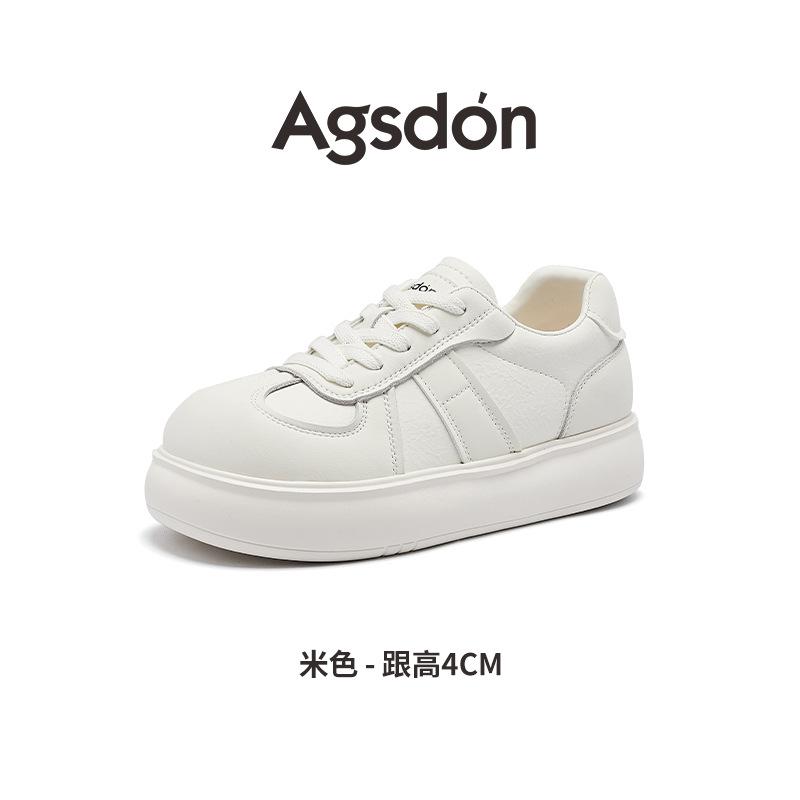 Augusteng Platform White Shoes Women's 2025 New Spring and Summer Light Casual Sports Board Shoes Muffin German Training Shoes
