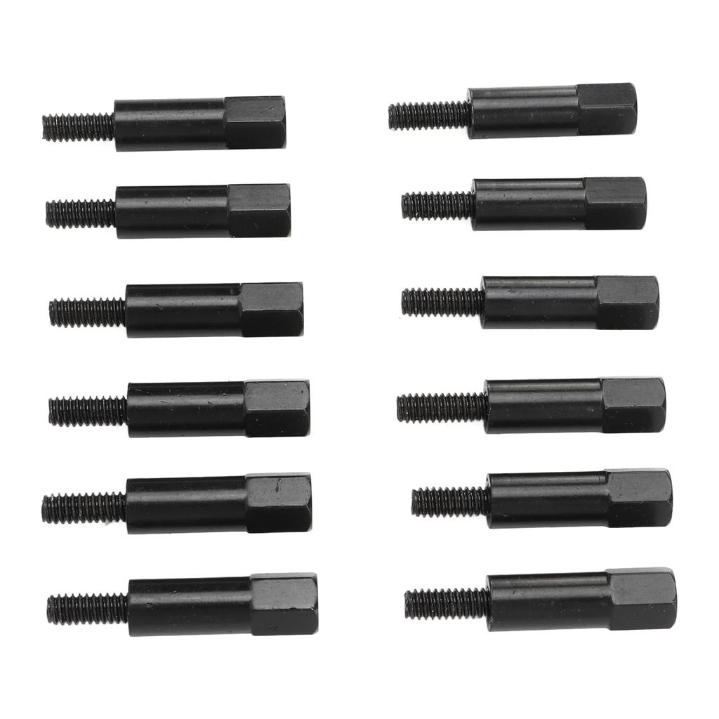 12PCS Mini Valve Cover Hex Bolt Stud Nut Set Black Replacement for Ford SB 260 289 302 351W Engine