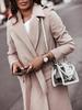 Women's Autumn/Winter V-Neck Tie-Up Woolen Coat with Long Sleeves