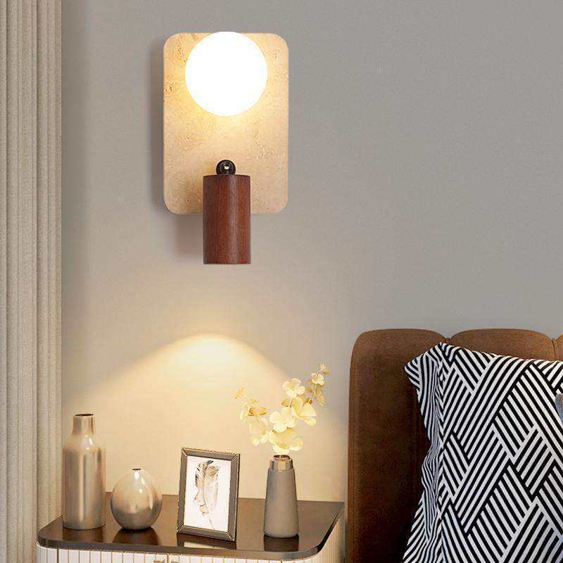 Wabi-Sabi Style Japanese Walnut Wall Lamp for Living Room, Bedroom, Hotel Entrance, or Corridor.