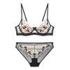 French Embroidered Lace Rabbit Ear Push-Up Bra Set