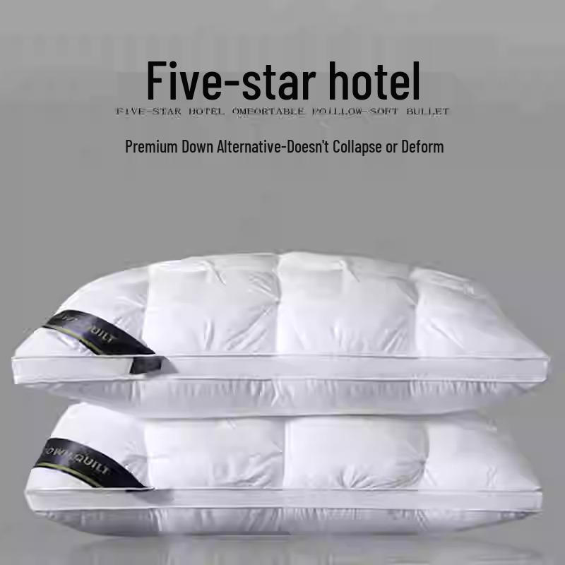Luxury Durable Hotel Pillow: Neck Support, Non-Collapsing, Washable Feather Velvet