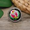Anello vintage con ricamo in stile nazionale con motivo a farfalla e fiore per accessorio da donna anello