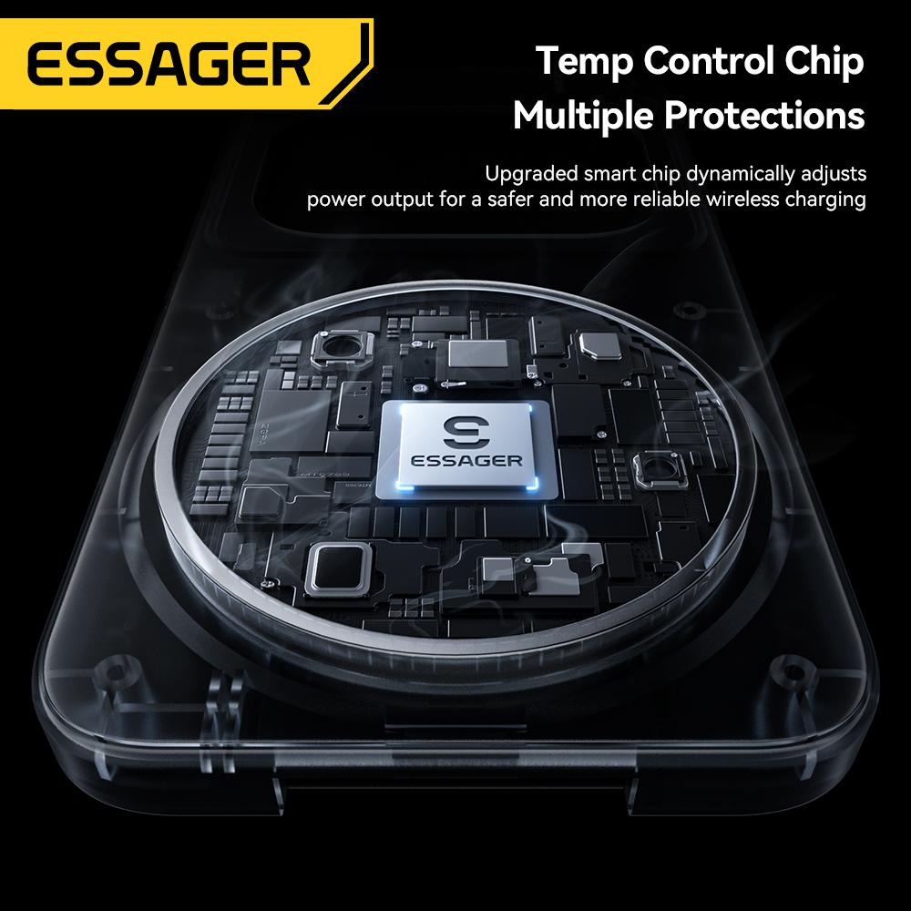 Essager 15W 3-in-1 Magnetic Wireless Charging Station Foldable Phone Stand Charger for iPhone AirPods Watch Fast Charging Holder