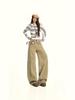 2025 Khaki Loose Straight-Leg Workwear Jeans - New American Design