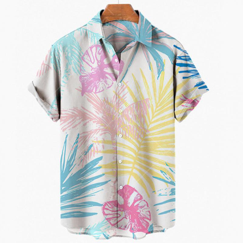 New summer casual hot sale D printing short-sleeved shirt Hawaiian shirt men's vacation seaside source