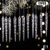 Clear Acrylic Christmas Tree Decorations Christmas Hanging Ornaments Snowflake & Icicle Hanging Decor New Year Party Decorations
