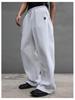 Men's Cross-Border Embroidered Sweatpants: Casual Wide-Leg, Autumn/Winter, Plus Velvet
