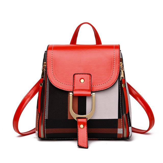 

Casual Plaid Shoulder Bag Fashion Stitching Back Pack Brand Female Totes Crossbody Bags Women Leather Handbags 19x11x20cm