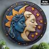 Moon Sun 8 Inch Round Metal Wall Art Aluminum Plaque Sign For Home Kitchen Bar Cafe Office Holiday Decor