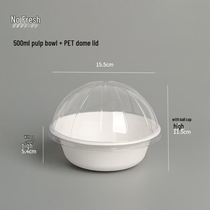 Disposable Pulp Bowls with Dome Lids, 500ml (100-Pack)