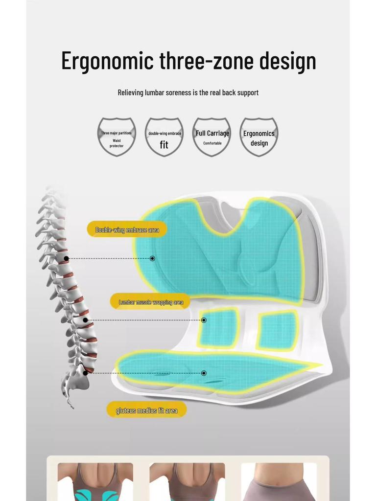 Ergonomický bederní a kyčelní podpůrný polštář pro kancelářskou židli – Podporuje správné držení těla a pohodlí