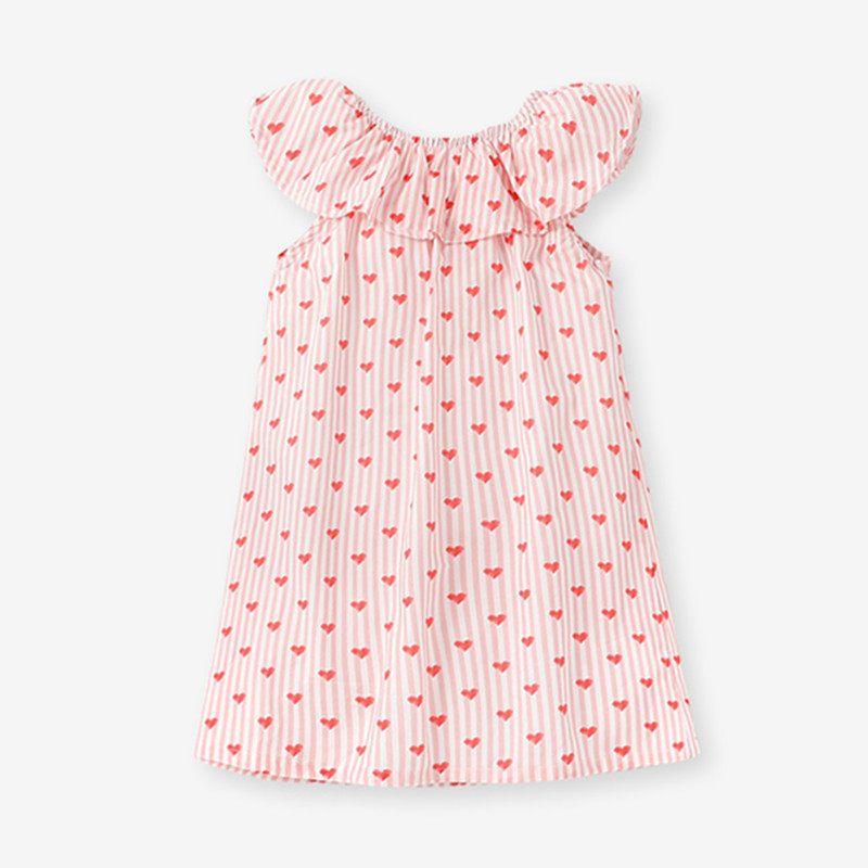В наличии летнее платье для девочек, розовое милое платье-майка с рюшами, платье-кукла с сердечками для малышки Pink 2Y/90 Size Recommended Height 80-90cm