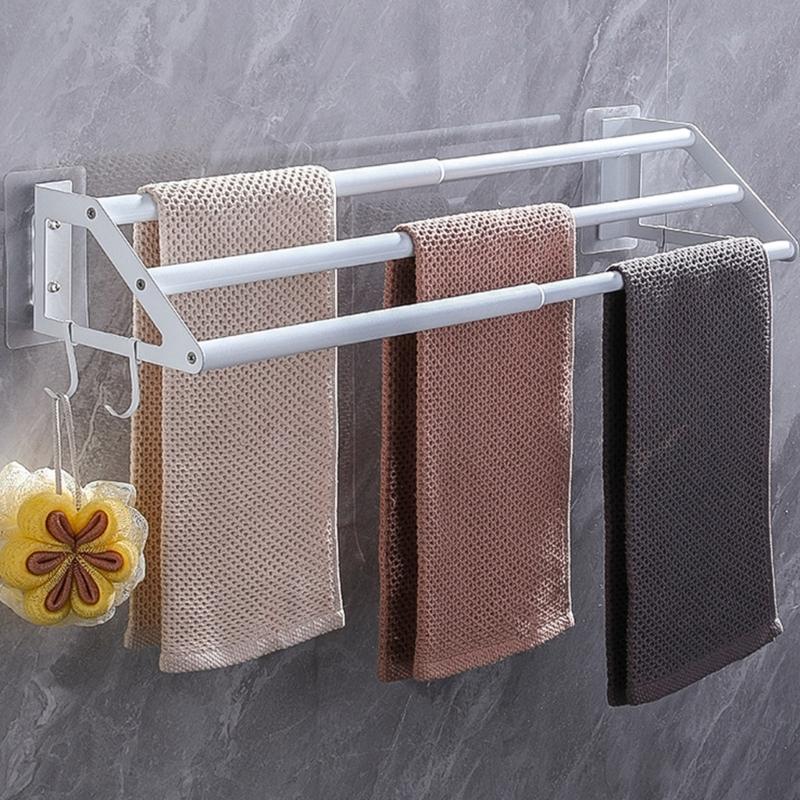 Upgrades Stainless Steel Towel Hold with Extendable 3 Rod Modern Towel Organize Suitable for Bathroom & Kitchen Use