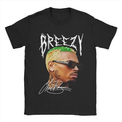 Rapper Chris Brown Tričko s velkým obličejem Pánské 100% bavlna Vtipná trička Trička s kulatým výstřihem Oblečení s krátkým rukávem Potisk