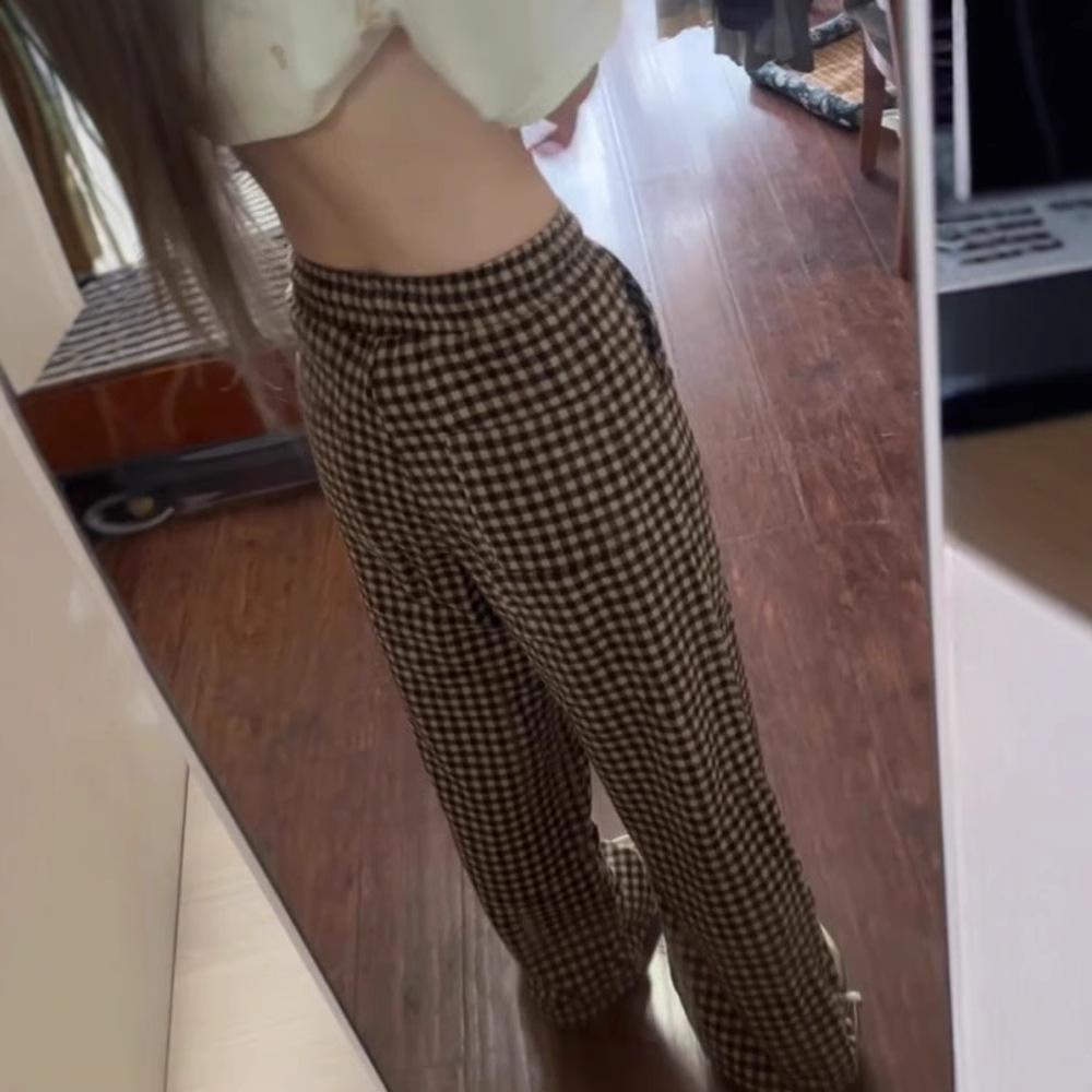 Work Pants for Women Drawstring Casual Pants for Summer Draping Loose Straight Wide-leg Pants Floor-sliding Trousers