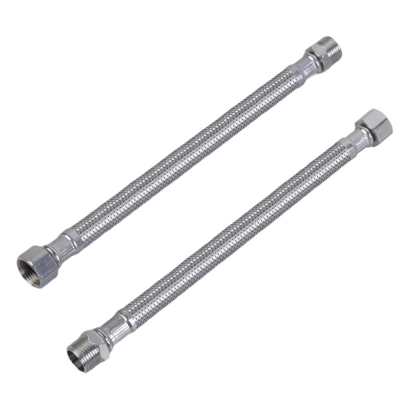 

2pcs 304 Stainless Steel Flexible Pipe Water Heater Connector Hose 3/8 Inch Suitable for Faucet Water Heater Connection