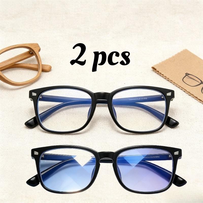 

2 Pairs of Anti Blue Light Glasses Anti Fatigue Protective Glasses with UV Protection Anti Glare Office Live Streaming Glasses