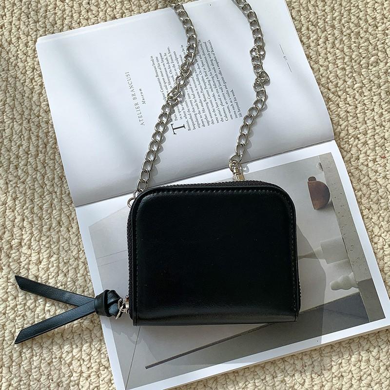 Korean Ins Style Fashionable Women's Short Square Bag Simple Chain Cross-body High-end Card Change Purse