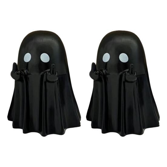 Langefinger Spøkelsesfigur Resin Spøkelsesfigur som gir fingeren Spøkelsesstatue for Skrivebord Skap Hjem Halloween Dekor