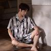 Pajamas Men's Ice Silk Short-sleeved Shorts, National Style Summer Thin Pattern High-end Simulation Silk Men's Loungewear Suit