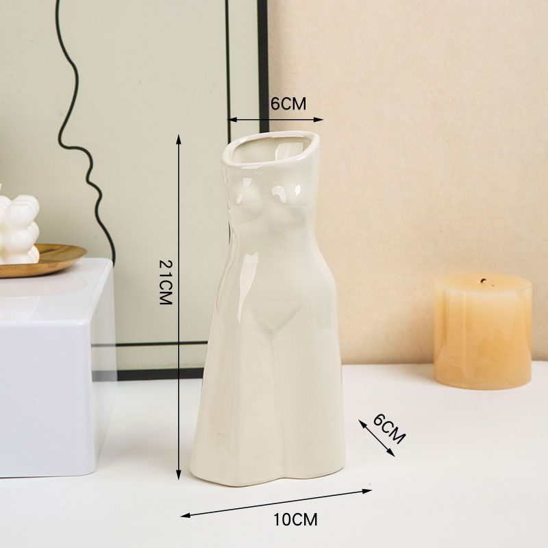 Creative Irregular Body Ceramic Vase Modern Abstract Figure Hydroponic Vase Crafts Flower Arrangement Interior Home Decoration