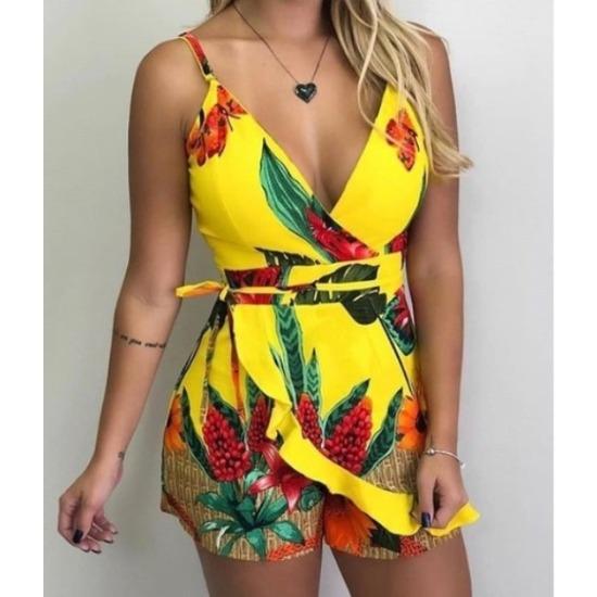 

GMXIA Весна-лето без рукавов облегающий комбинезон с принтом на бретелях для женщин XXXL