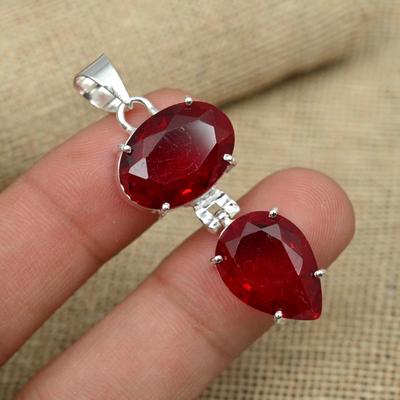 Red Garnet Gemstone Solid 925 Sterling Silver Handmade Jewelry Pendant For Gifts