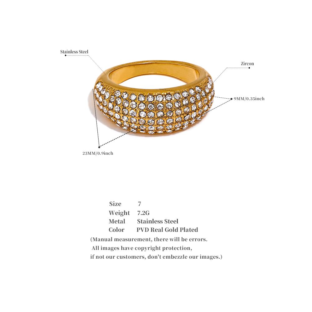 Yhpup Luxury Cubic Zirconia Pave Stainless Steel Fashion Ring High Quality Women Classic Exquisite Finger Jewelry Bijoux Gift