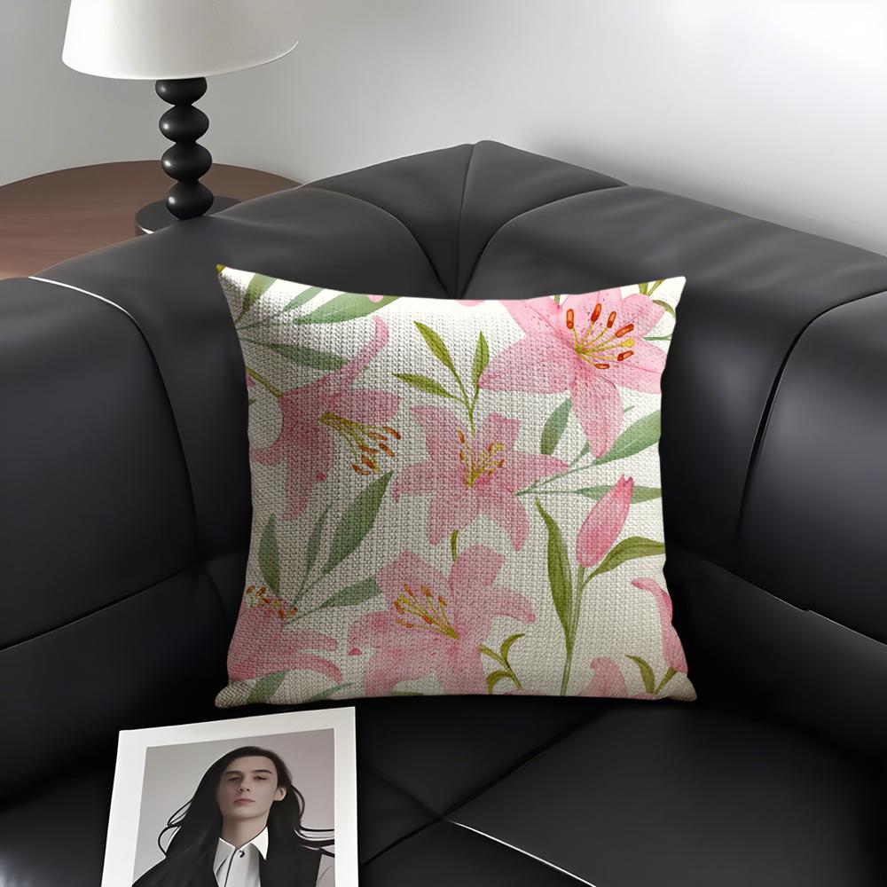 Lily Luxury Cushion Cover Natural Linen Organic Fabric Double-Sided Printing Sofa Home Decor Gift Pillow Case