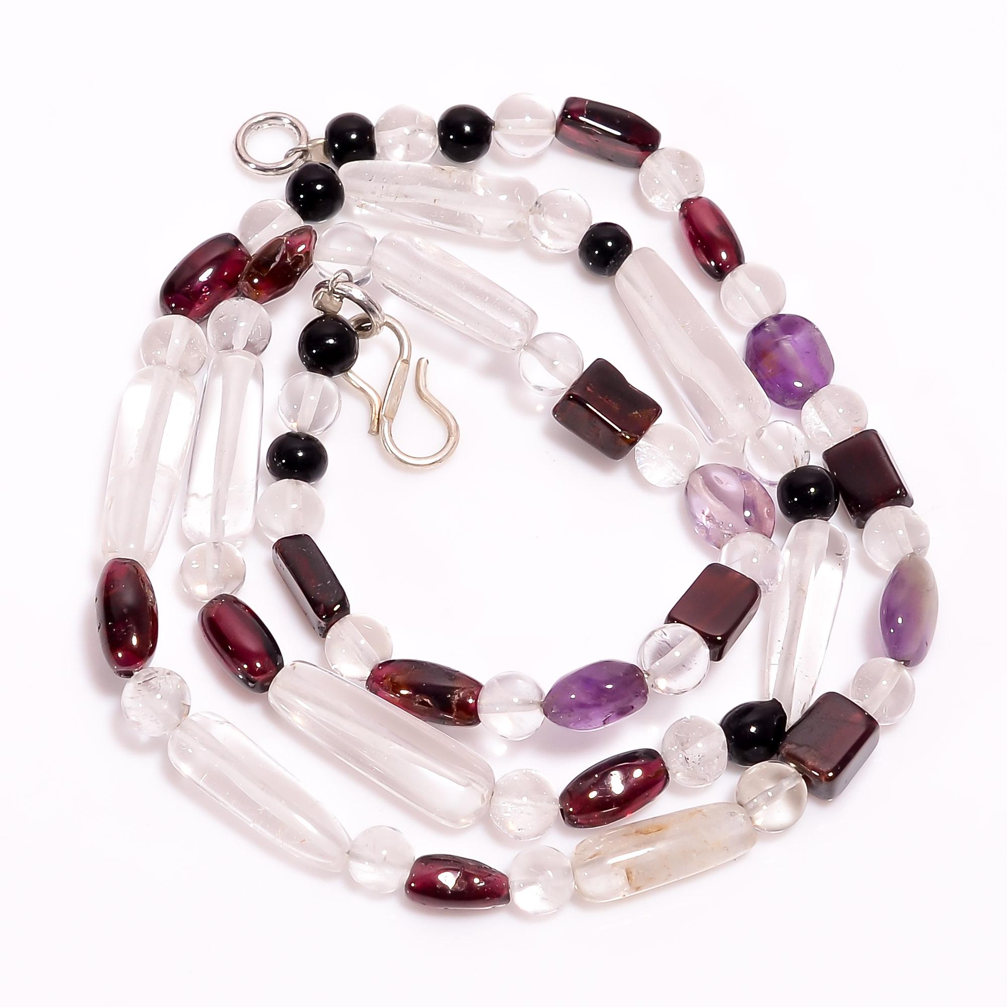 

ААА+ Натуральный Кристалл Аметист Гранат Смешанная Форма Гладкие Бусины Ожерелье 5-18 мм 18 UB-8523